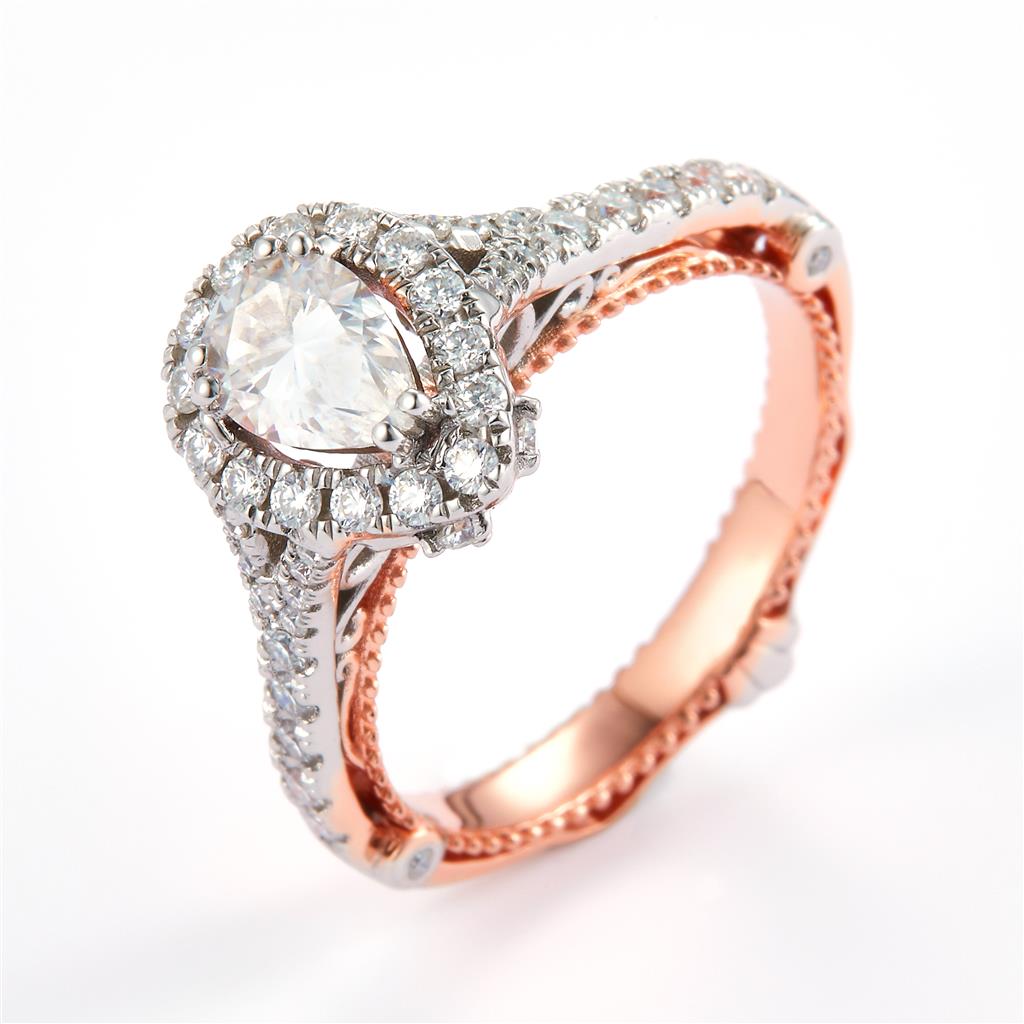 1.32 Ct. Moissanite Sterling Silver (White). Solitaire with Pear Cut Center Stone Ring. (Women). Size 7.5