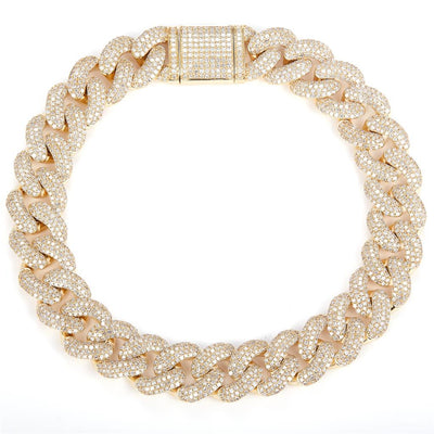 6.11 Ct. Diamond 10 Kt Gold (Yellow). Solid Cuban Link Bracelet. (Men). 8 in Long. 11 mm Wide