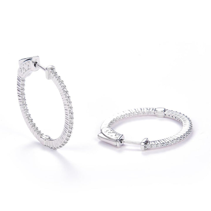 0.45 Ct. Moissanite 14 Kt Gold (White). Hinged Hoop Earrings. (Women).