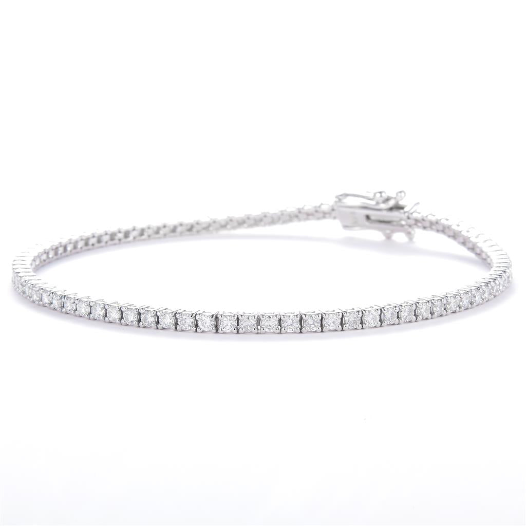 2 Ct. Diamond 14 Kt Gold (White). Tennis Bracelet. (Unisex). 7 in Long. 2.15 mm Wide