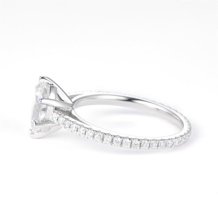 1.708 Ct. Moissanite Sterling Silver (White). Solitaire with Pear Cut Center Stone Ring. (Women). Size 7.5