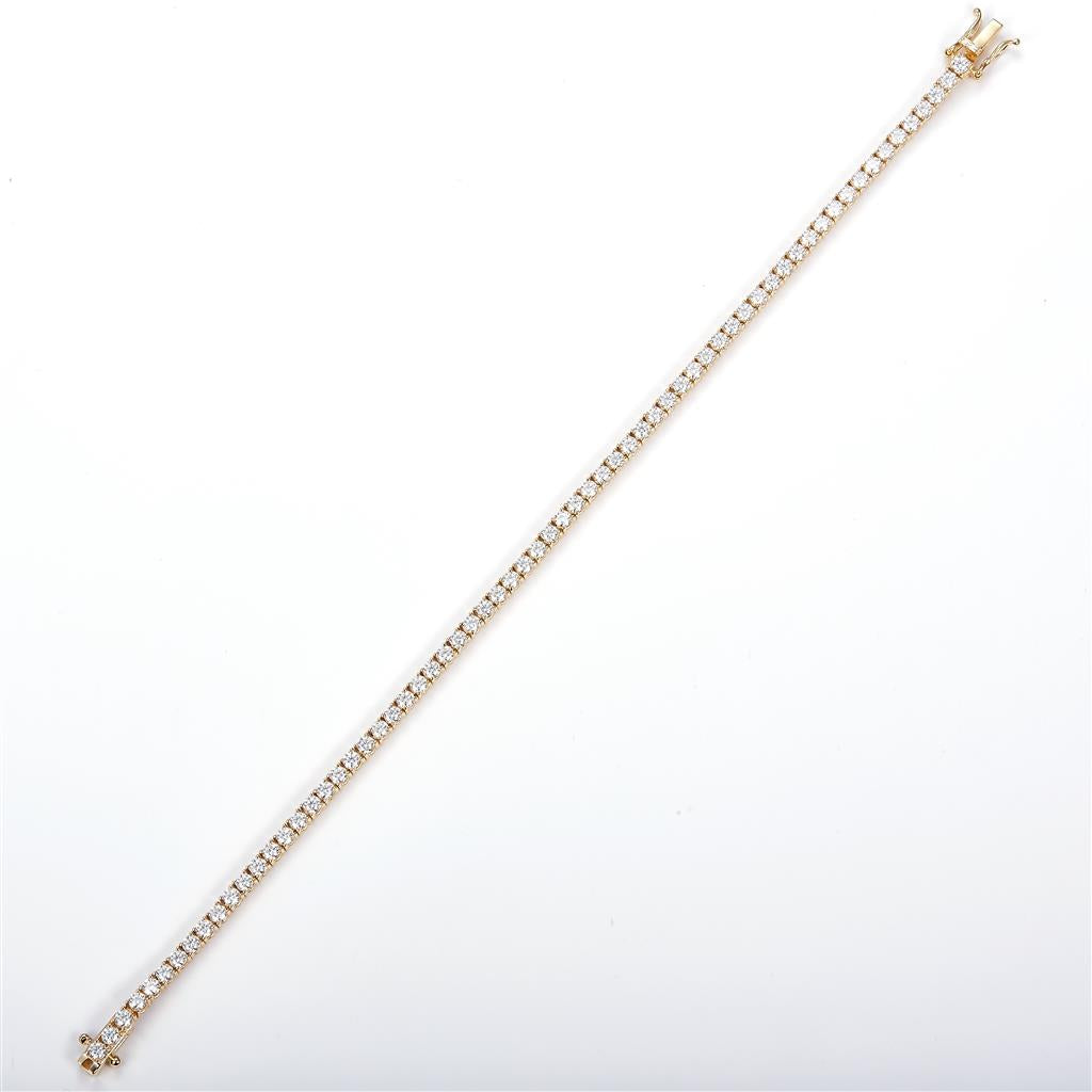 3.257 Ct. Moissanite 14 Kt Gold (Yellow). Tennis Bracelet. (Unisex). 7 in Long. 2.4 mm Wide