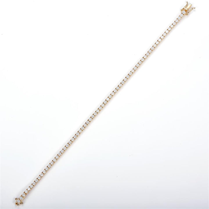 3.257 Ct. Moissanite 14 Kt Gold (Yellow). Tennis Bracelet. (Unisex). 7 in Long. 2.4 mm Wide
