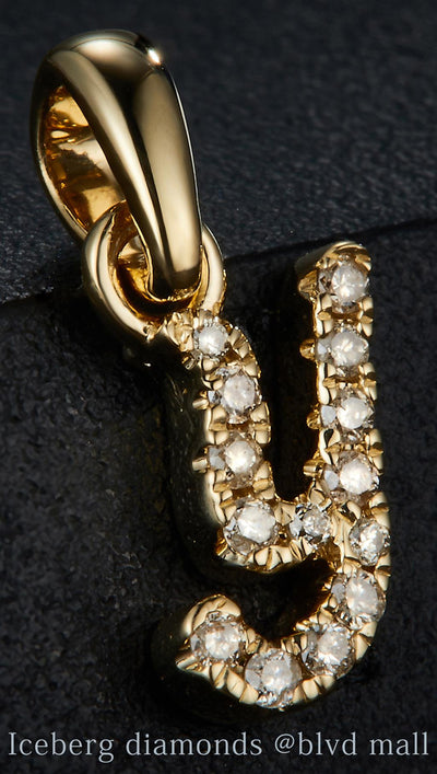 0.071 Ct. Diamond 10 Kt Gold (Yellow). Initial Letter/Alphabet "Y" Pendant. (Women).