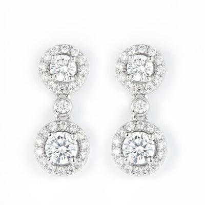 1.44 Ct. Moissanite Sterling Silver (White). Dangle Earrings. (Women).