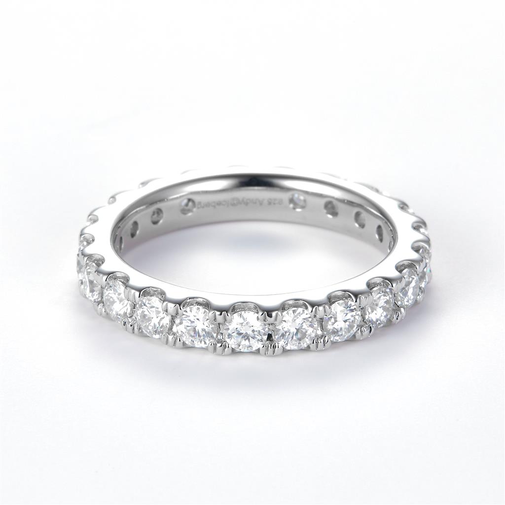 1.74 Ct. Moissanite Sterling Silver (White). Eternity Band Ring. (Women). Size 7.5