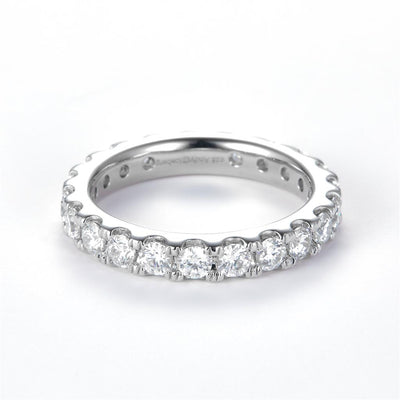 1.74 Ct. Moissanite Sterling Silver (White). Eternity Band Ring. (Women). Size 7.5