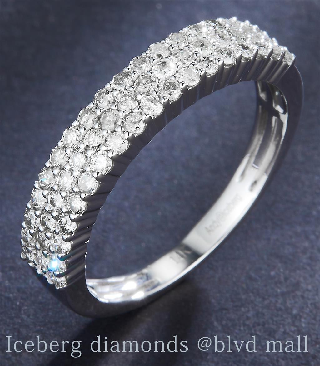 1.02 Ct. Diamond 14 Kt Gold (White). Wedding Band Ring. (Men). Size 10