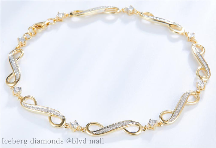 0.214 Ct. Diamond 10 Kt Gold (Yellow). Designer Bracelet. (Women). 8 in Long. 4.3 mm Wide