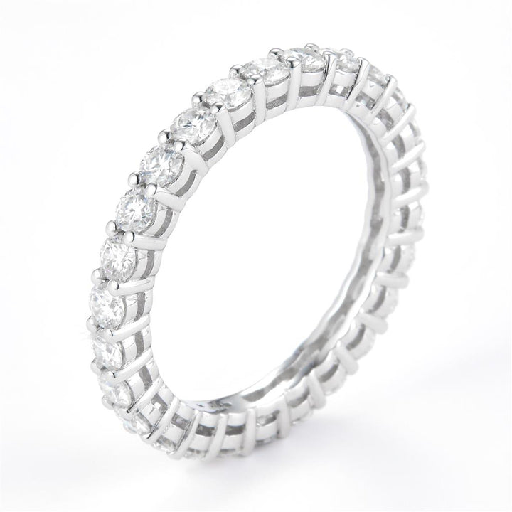 1.52 Ct. Moissanite Sterling Silver (White). Eternity Band Ring. (Women). Size 7.5