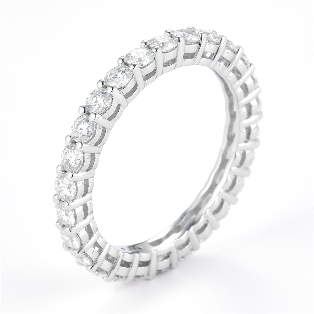1.52 Ct. Moissanite Sterling Silver (White). Eternity Band Ring. (Women). Size 7.5