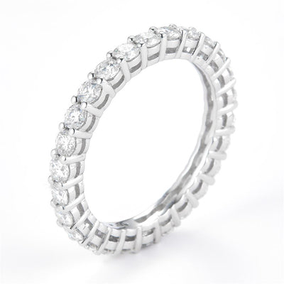 1.52 Ct. Moissanite Sterling Silver (White). Eternity Band Ring. (Women). Size 7.5