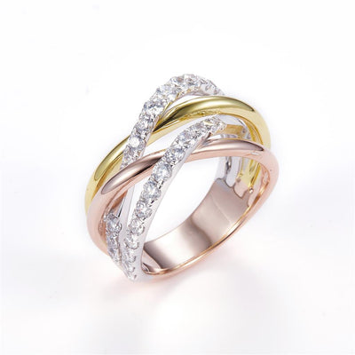 1.19 Ct. Moissanite Sterling Silver (Yellow and White). Highway Style MultiRow Ring. (Women). Size 7.5