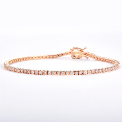 1.502 Ct. Diamond 14 Kt Gold (Rosé). Tennis Bracelet. (Unisex). 7 in Long. 1.6 mm Wide