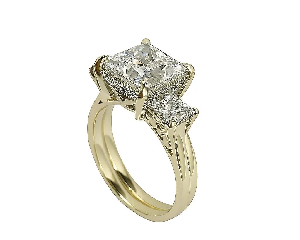 3.364 Ct. Diamond 14 Kt Gold (White). Ring. (Women). Size 8.5