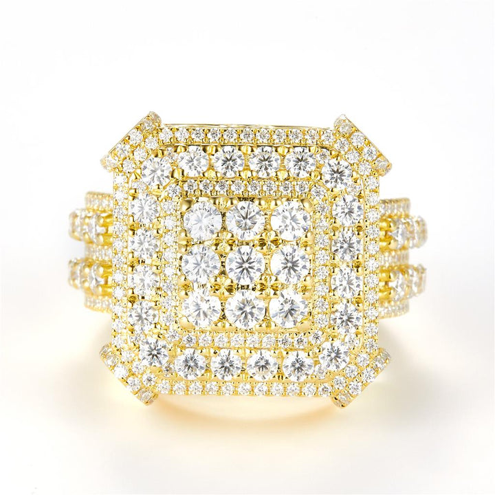 4.16 Ct. Moissanite Sterling Silver (Yellow). Ring. (Men). Size 10