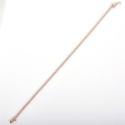 0.82 Ct. Moissanite 14 Kt Gold (Rosé). Tennis Bracelet. (Unisex). 7 in Long. 1.8 mm Wide