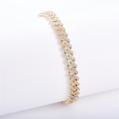 4.9 Ct. Diamond 10 Kt Gold (Yellow). Solid Square Cuban Link Bracelet. (Unisex). 8 in Long. 8 mm Wide