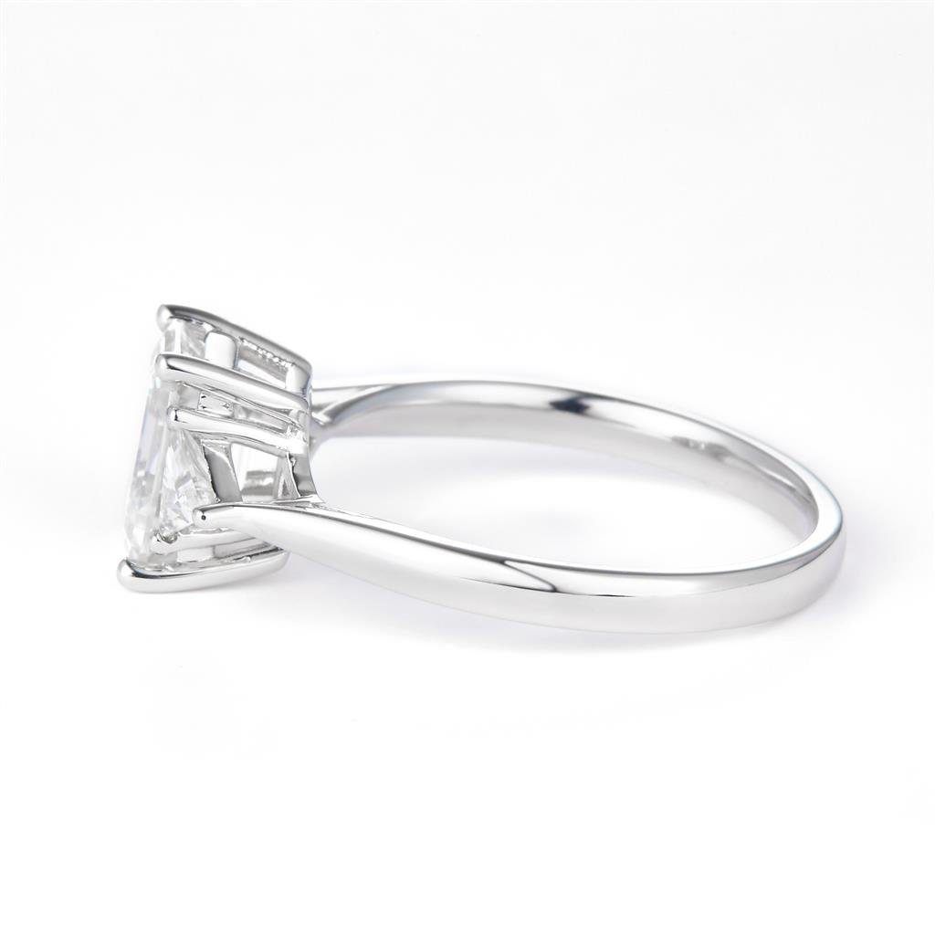 1.88 Ct. Moissanite Sterling Silver (White). Solitaire with Emerald Cut Center Stone Ring. (Women). Size 7.5