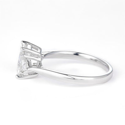 1.88 Ct. Moissanite Sterling Silver (White). Solitaire with Emerald Cut Center Stone Ring. (Women). Size 7.5