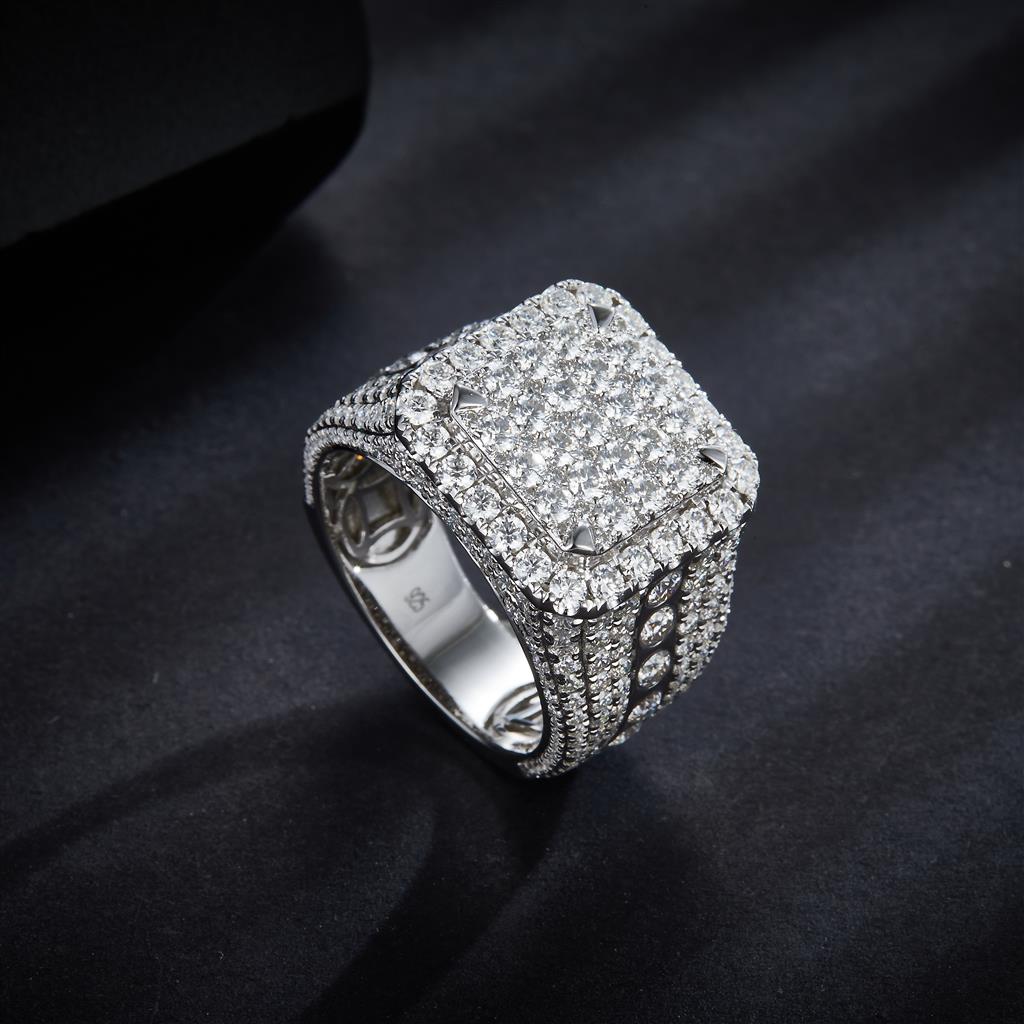 5.12 Ct. Moissanite Sterling Silver (White). Ring. (Men). Size 10