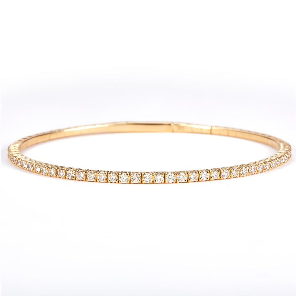 Yellow gold diamond bangle new flexible style bracelet
