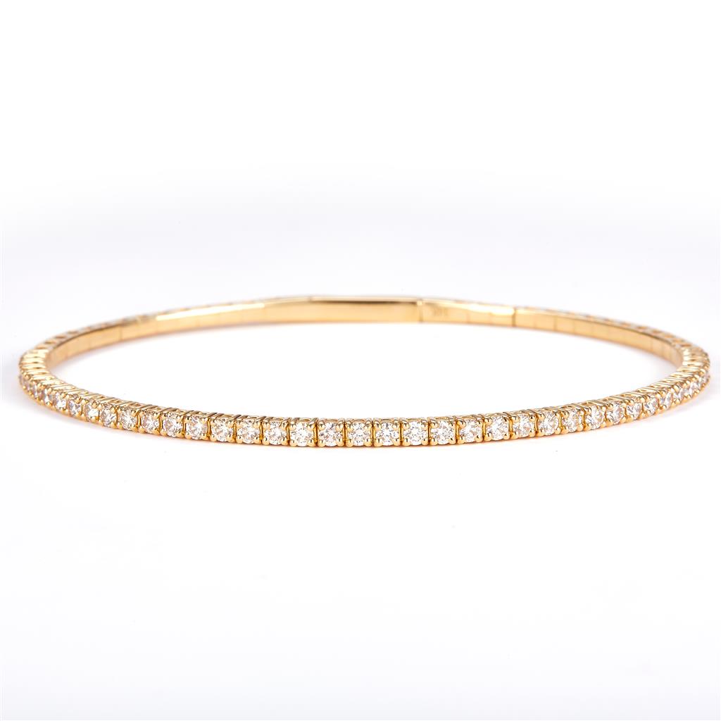 1.55 Ct. Diamond 14 Kt Gold (Yellow). Bangle New Flexible Style Bracelet. (Women). 7 in Long. 1.55 mm Wide