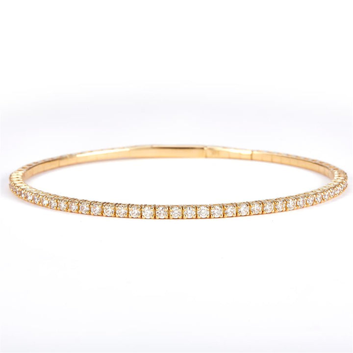 1.55 Ct. Diamond 14 Kt Gold (Yellow). Bangle New Flexible Style Bracelet. (Women). 7 in Long. 1.55 mm Wide