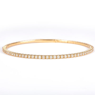 1.42 Ct. Diamond 14 Kt Gold (Yellow). Bangle New Flexible Style Bracelet. (Women). 7 in Long. 2.05 mm Wide