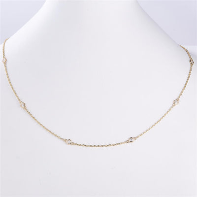 0.326 Ct. Moissanite 14 Kt Gold (Yellow). Moissanite by the Yard Station Chain. (Women). 18 in Long. 2 mm Wide