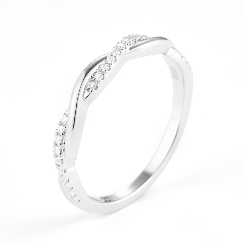 0.12 Ct. Moissanite Sterling Silver (White). Wedding Band Ring. (Women). Size 7.5