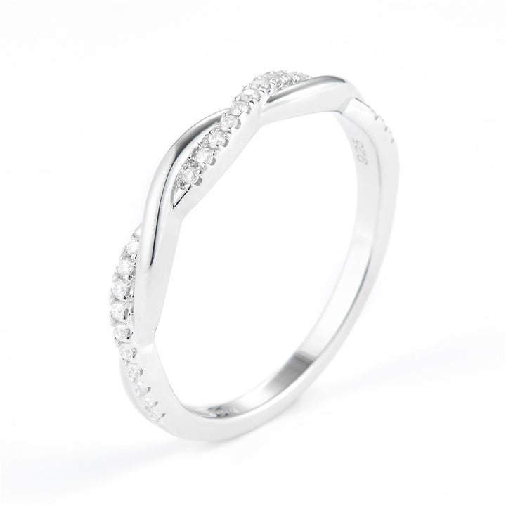 0.12 Ct. Moissanite Sterling Silver (White). Wedding Band Ring. (Women). Size 7.5