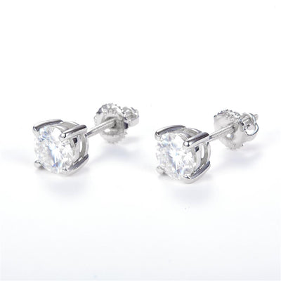 1.14 Ct. Moissanite 14 Kt Gold (White). Studs Earrings. (Unisex).