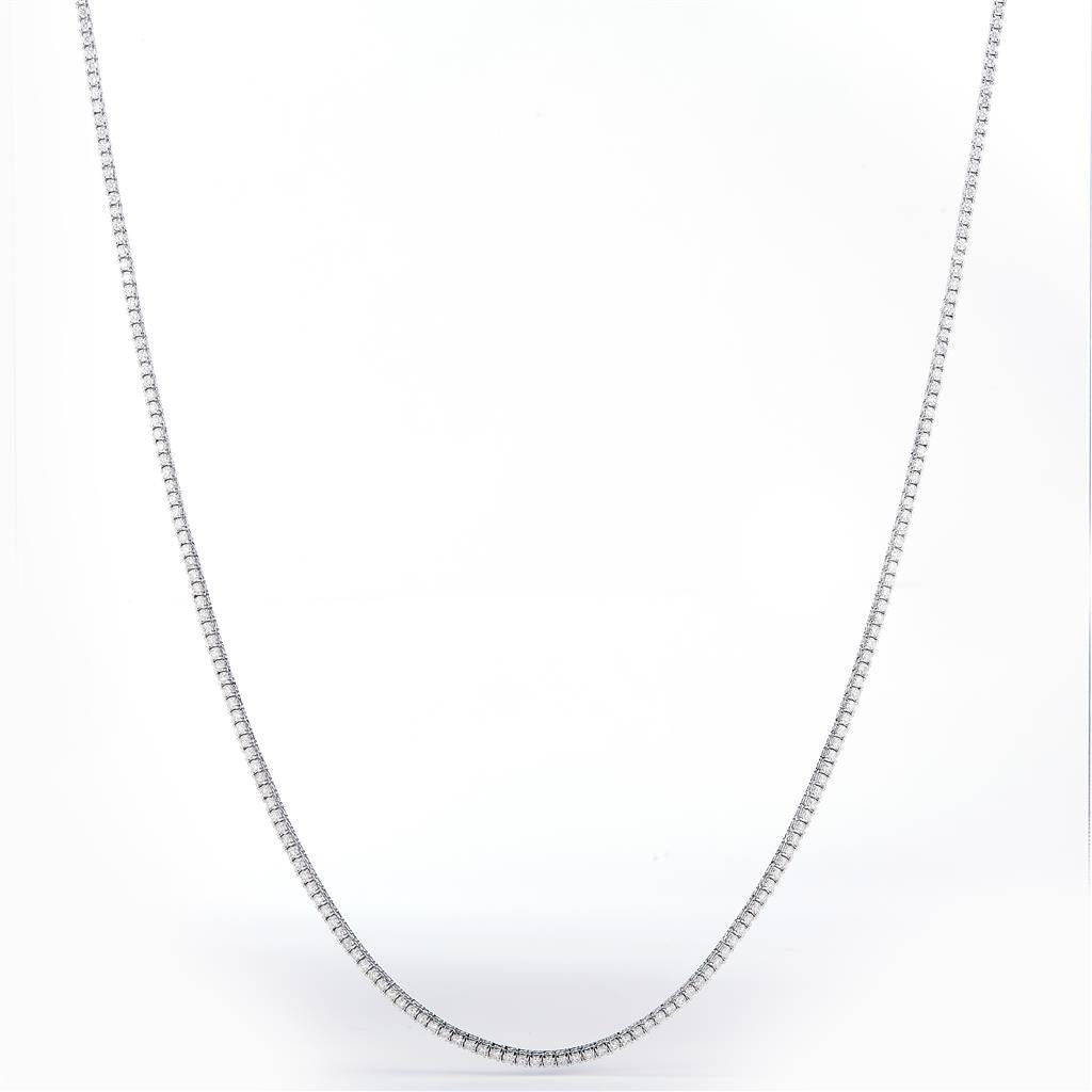 3.831 Ct. Diamond 14 Kt Gold (White). Tennis Chain. (Unisex). 17 in Long. 1.6 mm Wide