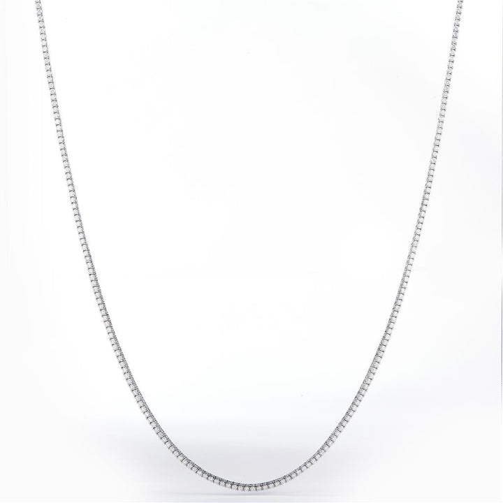 3.831 Ct. Diamond 14 Kt Gold (White). Tennis Chain. (Unisex). 17 in Long. 1.6 mm Wide