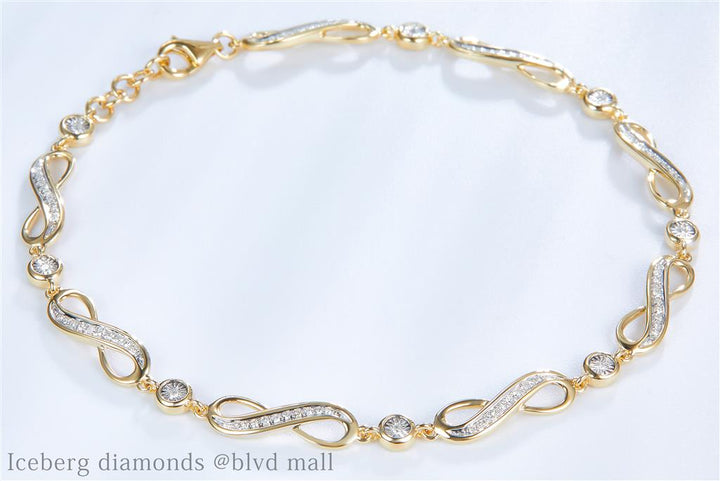 0.24 Ct. Diamond 10 Kt Gold (Yellow). Designer Bracelet. (Women). 8 in Long. 5.5 mm Wide