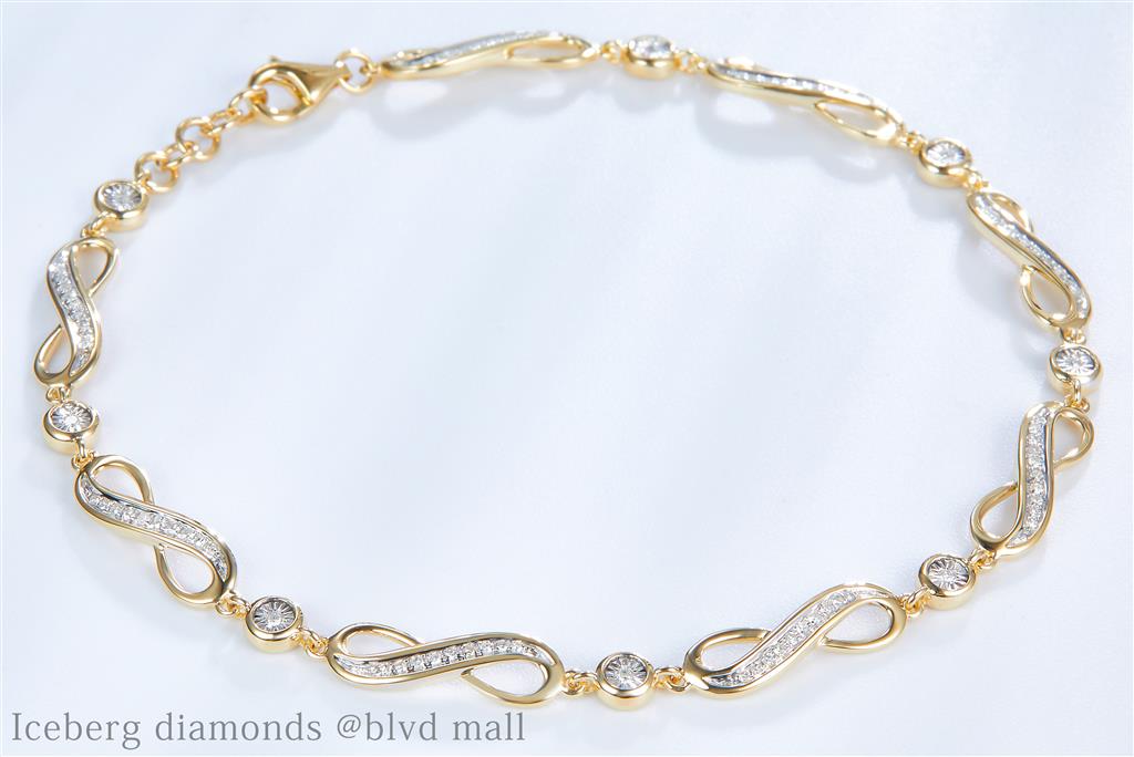 0.24 Ct. Diamond 10 Kt Gold (Yellow). Designer Bracelet. (Women). 8 in Long. 5.5 mm Wide