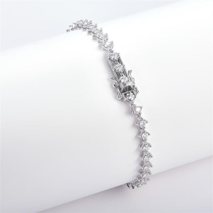 2 Ct. Moissanite 14 Kt Gold (White). Tennis Diamond-Shape Style Bracelet. (Women). 7 in Long. 3 mm Wide