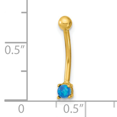 14K 16 Gauge Blue CZ Eyebrow Ring Body Jewelry