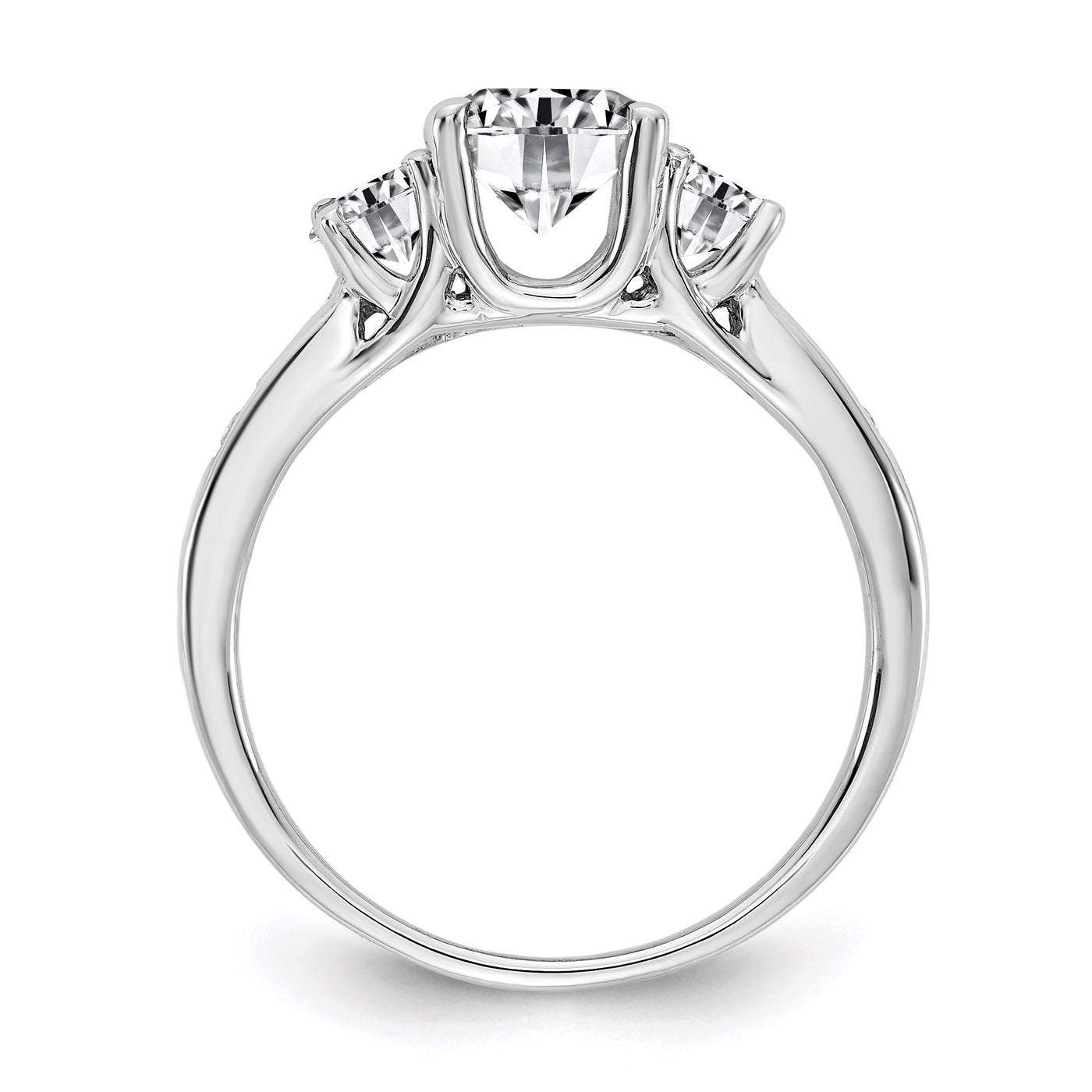 14kw 1.50ct. Three Stone with Side Stones G H I True Light Moissanite Ring