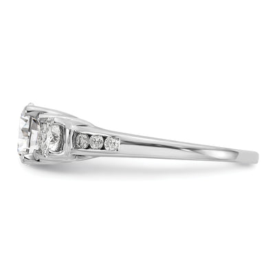 14kw 1.50ct. Three Stone with Side Stones G H I True Light Moissanite Ring