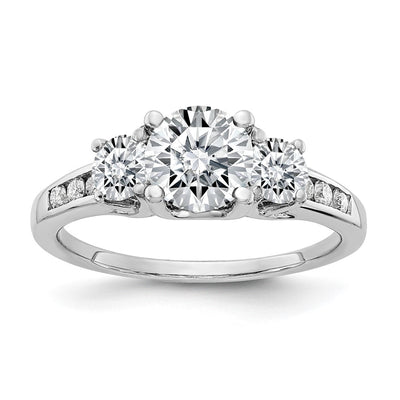 14kw 1.50ct. Three Stone with Side Stones G H I True Light Moissanite Ring