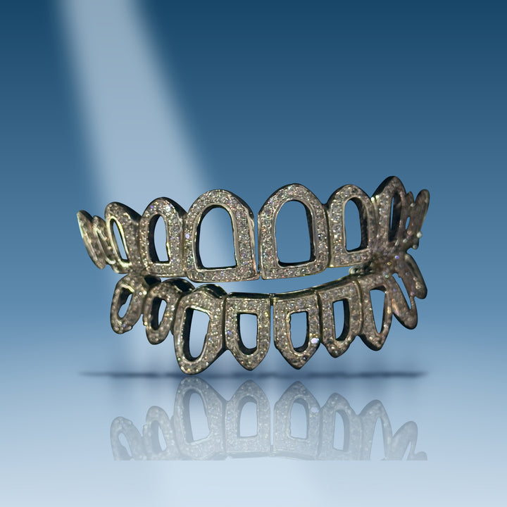 Gold lab diamond open face grillz