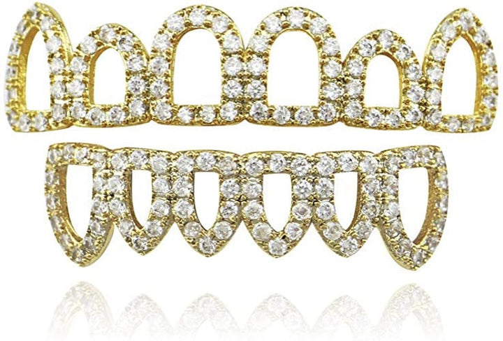 Moissanite Open Face Gold Grillz 4 Teeth