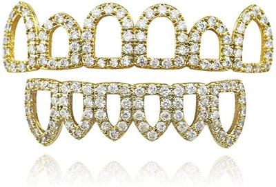 Moissanite Open Face Silver Grillz 4 Teeth