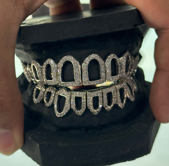 Gold lab diamond open face grillz