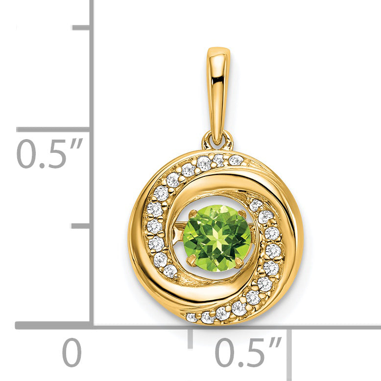 14k Round Peridot and Diamond Pendant