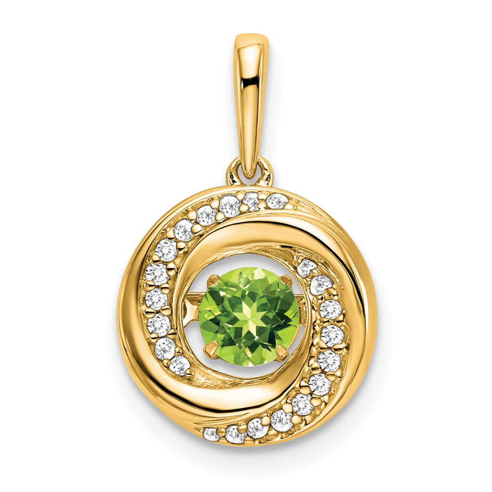 14k Round Peridot and Diamond Pendant