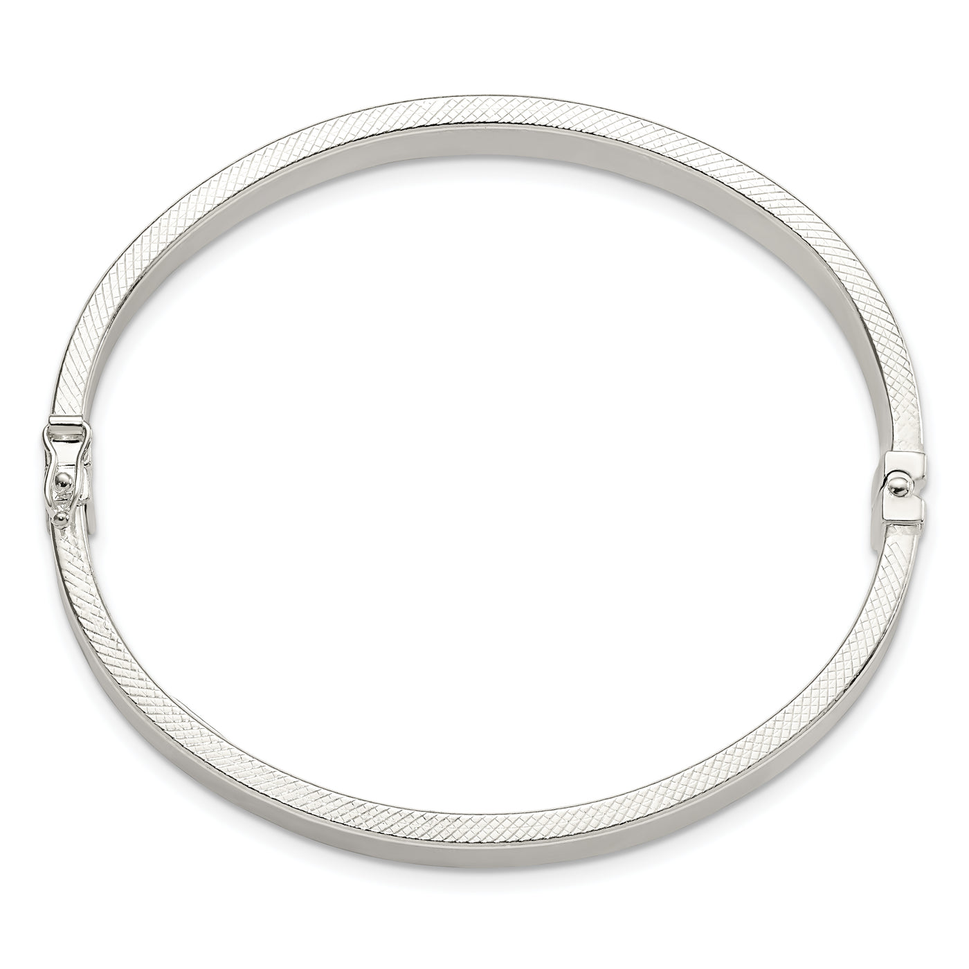 Sterling Silver Polished & Textured Hinged Bangle