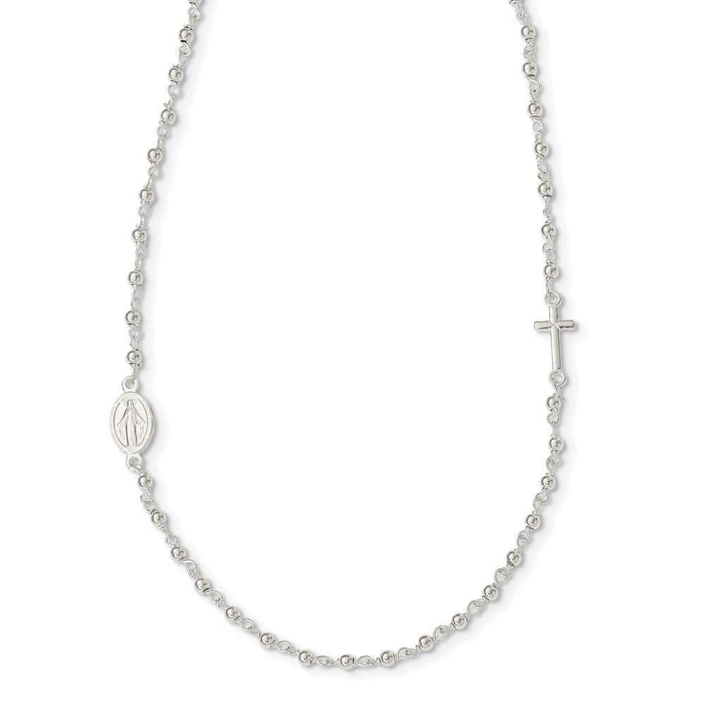 Sterling Silver Medal/Cross w/1.5in ext. Rosary Necklace